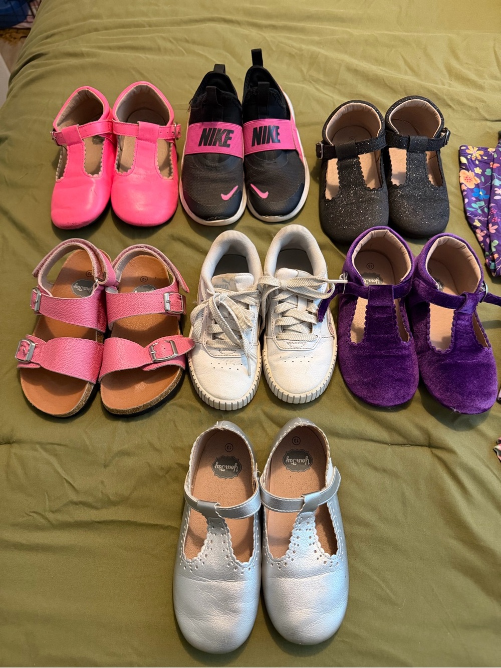 Nike Black and Pink Kids Slip-On Athletic Sandals